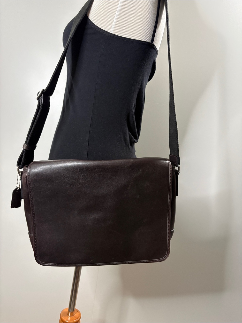 Coach Dark Brown Leather Laptop Shoulder Bag